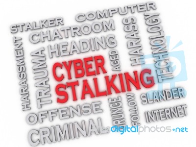 3d Image Cyber Stalking Issues Concept Word Cloud Background Stock Image