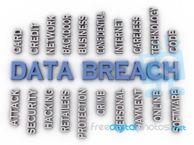 3d Image Data Breach Issues Concept Word Cloud Background Stock Image