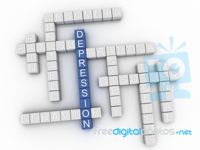 3d Image Depression Issues Concept Word Cloud Background Stock Image