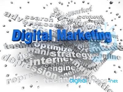 3d Image Digital Marketing Word Cloud Concept Stock Image