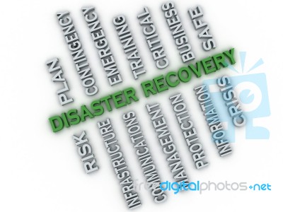 3d Image Disaster Recovery  Issues Concept Word Cloud Background… Stock Image