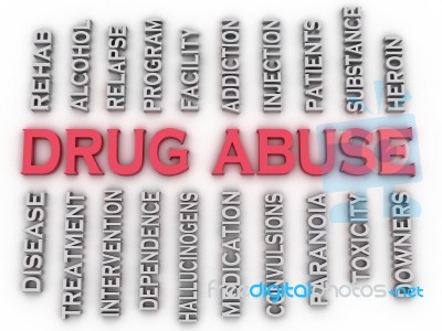 3d Image Drug Abuse Issues Concept Word Cloud Background Stock Image