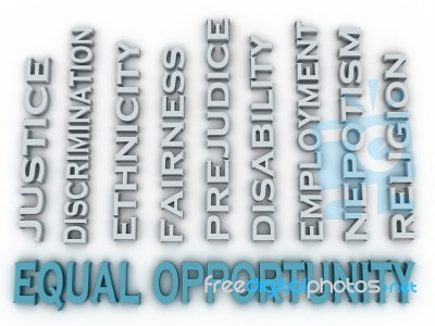 3d Image Equal Opportunity Issues Concept Word Cloud Background Stock Image