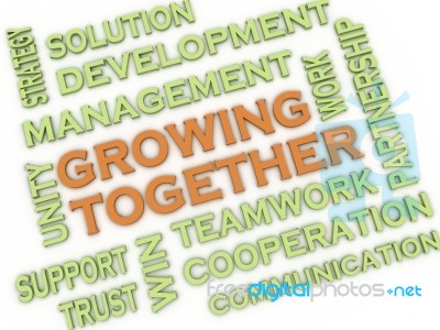 3d Image Growing Together Issues Concept Word Cloud Background Stock Image