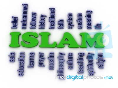 3d Image Islam Concept Word Cloud Background Stock Image