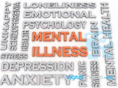 3d Image Mental Illness Issues Concept Word Cloud Background Stock Image