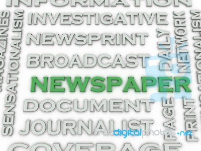 3d Image Newspaper  Issues Concept Word Cloud Background Stock Image