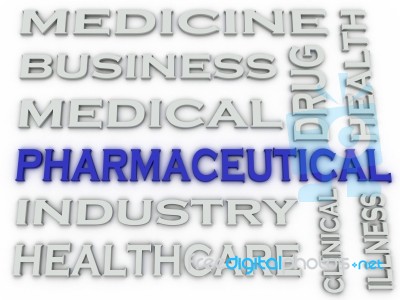 3d Image Pharmaceutical Industry  Issues Concept Word Cloud Back… Stock Image