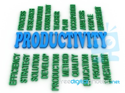 3d Image Productivity Concept Word Cloud Background Stock Image