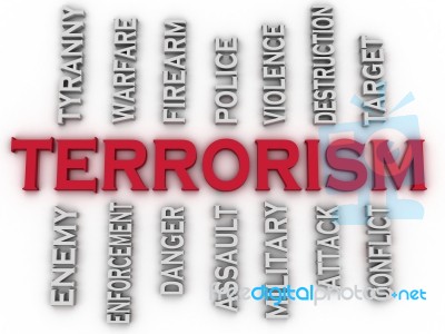 3d Image Terrorism Issues Concept Word Cloud Background Stock Image