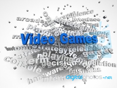 3d Image Video Games Issues Concept Word Cloud Background Stock Image