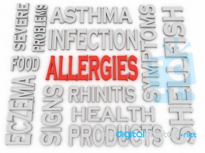 3d Imagen Allergies Concept Word Cloud Background Stock Image