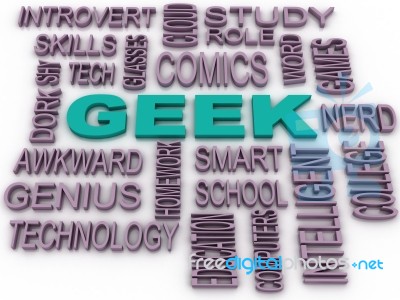 3d Imagen Geek Word Cloud Concept Stock Image