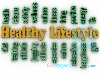 3d Imagen Healthy Lifestyle Issues Concept Word Cloud Background… Stock Image