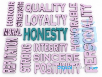 3d Imagen Honesty Concept In Word Tag Cloud On White Background Stock Image