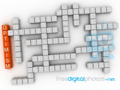 3d Imagen Optimism Word Cloud Concept Stock Image