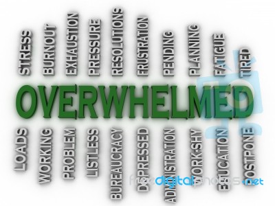 3d Imagen Overwhelmed  Issues Concept Word Cloud Background Stock Image