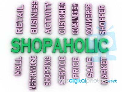 3d Imagen Shopaholic  Issues Concept Word Cloud Background Stock Image