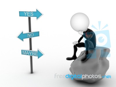 3d Imagen Thinking Businessman With Yes Or No Choice. Undecided Stock Image