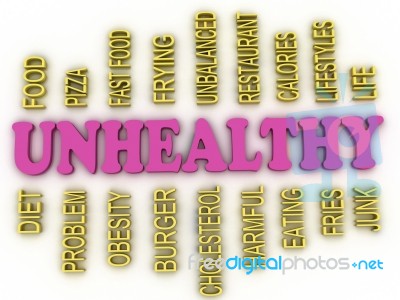 3d Imagen Unhealthy Concept Word Cloud Background Stock Image