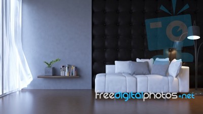 3d Interior Of Loft Style Living Room Stock Photo