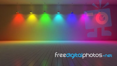 3d Interior-spectrum Color Stock Photo