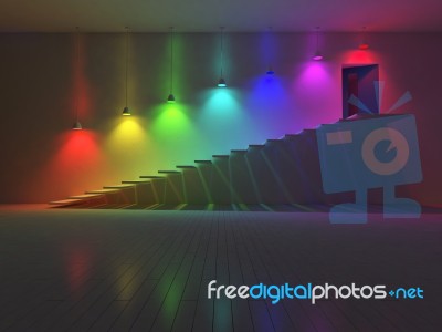 3d Interior-spectrum Color Stock Photo