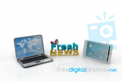 3d Laptop And Tablet With News Stock Image