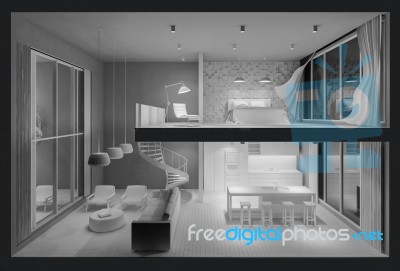 3d Living Box Stock Photo