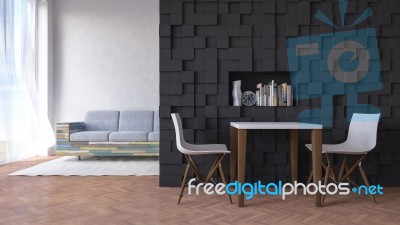 3d Living Room Stock Photo