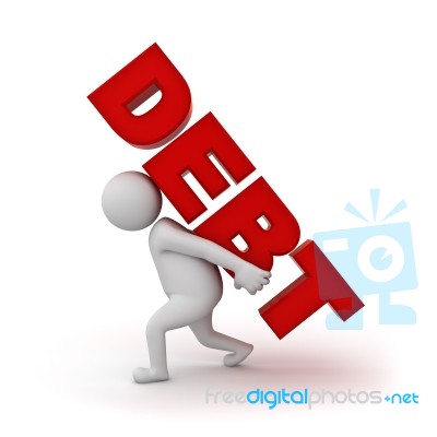 3d Man And Debt Stock Image