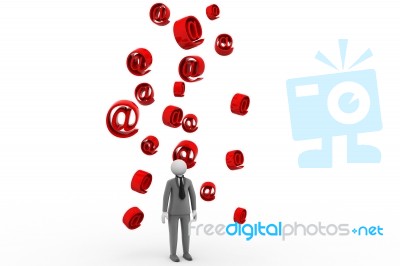 3d Man And Email Sign On White Background Stock Image