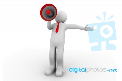 3d Man And Megaphone Stock Image