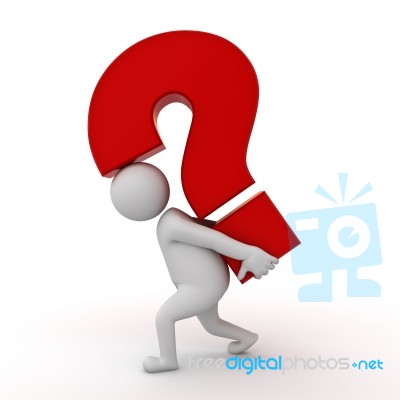 3d Man And Question Mark Stock Image