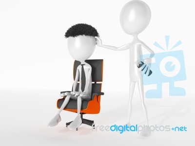 3D Man At Barber Shop Stock Image