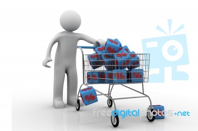 3d Man, Bought The Goods At A Discount Stock Image