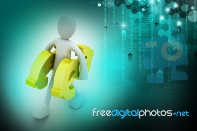 3d Man Carrying The Dollar Sign Stock Image