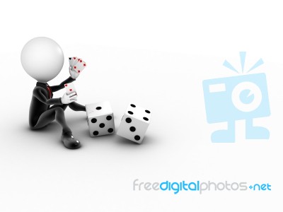 3d Man - Casino Online Games With Copyspace Stock Image