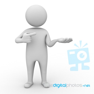 3d Man Holding Your Product Stock Image