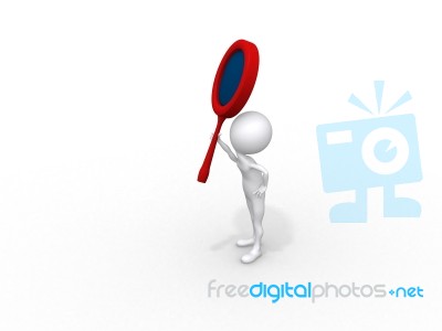 3d Man Holds A Magnifier Stock Image