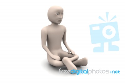 3d Man In Meditation Stock Image