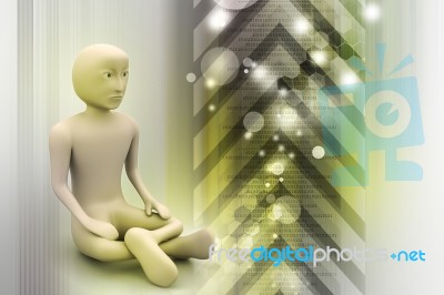 3d Man In Meditation Stock Image