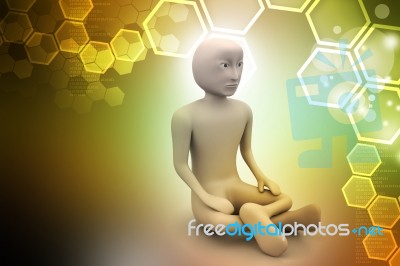 3d Man In Meditation Stock Image