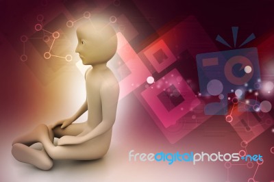 3d Man In Meditation Stock Image