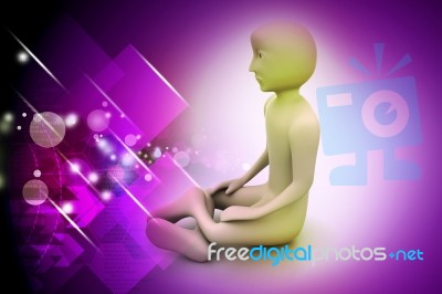 3d Man In Meditation Stock Image