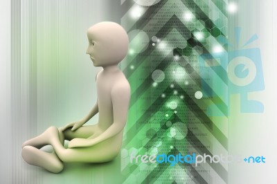 3d Man In Meditation Stock Image