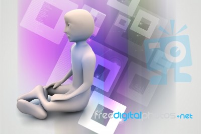 3d Man In Meditation Stock Image