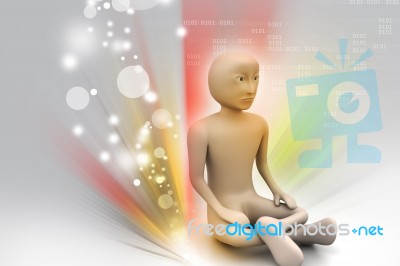 3d Man In Meditation Stock Image