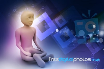 3d Man In Meditation Stock Image