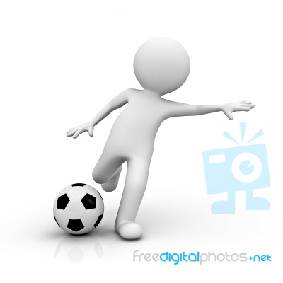 3d Man Playing Soccer Stock Image